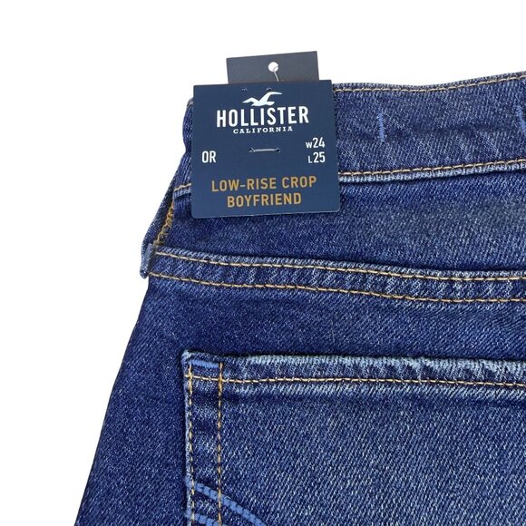 Hollister Womens Blue Cotton Low-Rise Crop Boyfriend Jeans Size W24 L25 - New - Picture 6 of 15